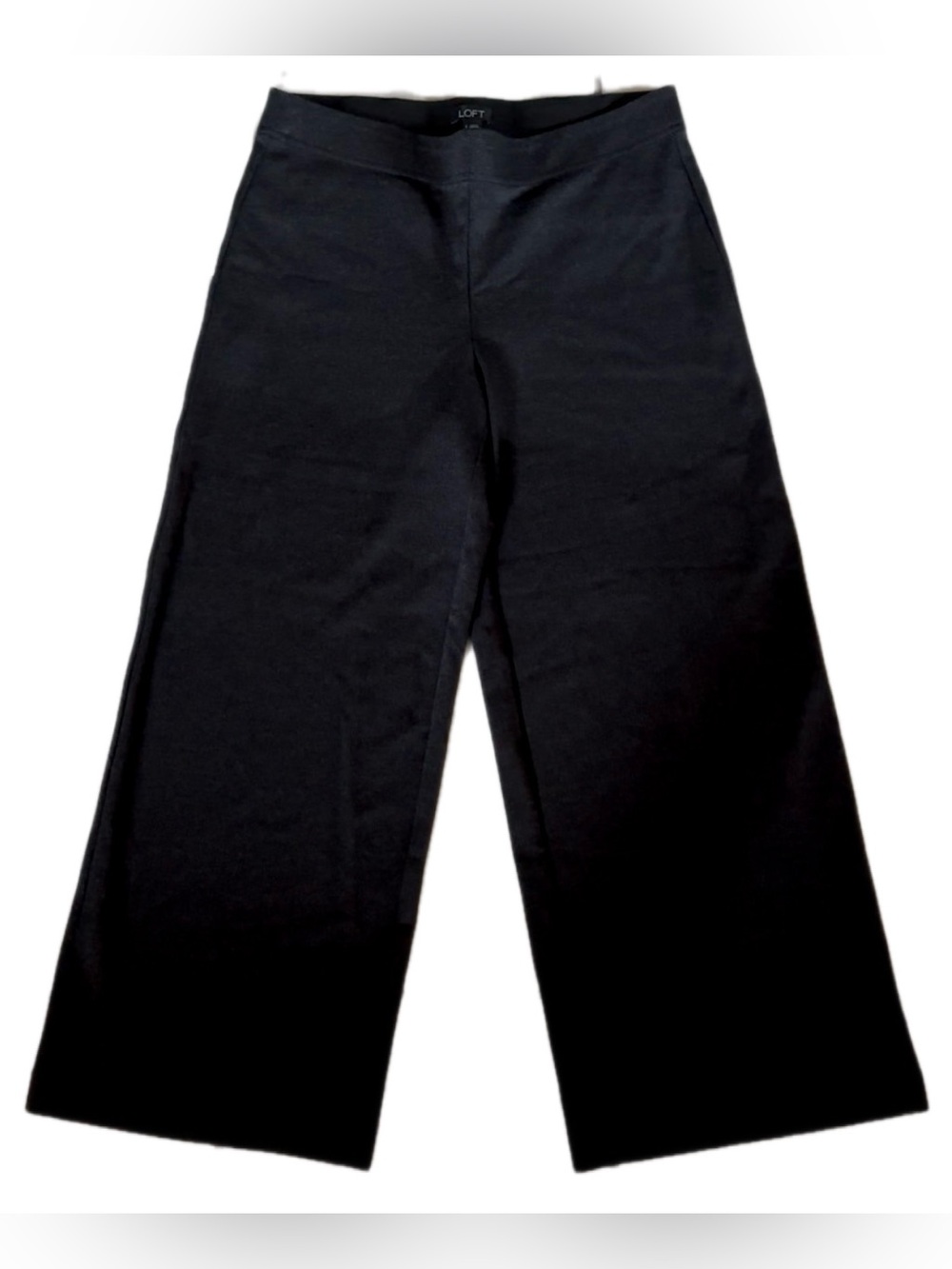 LOFT Black Wide-Leg Pull-On Trousers For Women